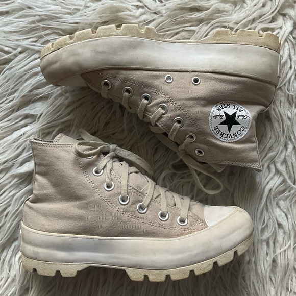 Converse Chuck Taylor All Star Lugged Desert Sand Platform Hi Top Sneakers Sz 7 - Picture 4 of 15